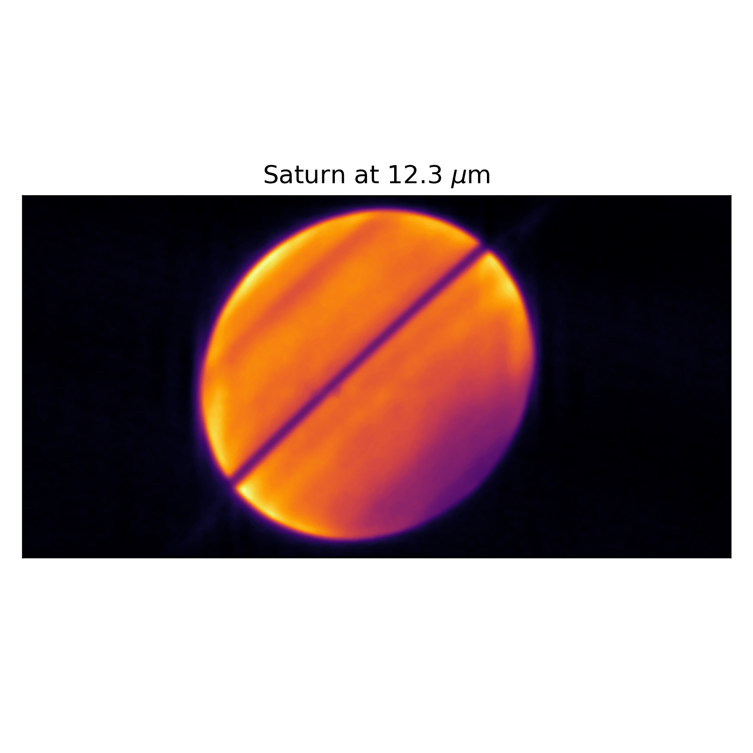 Saturn in the mid-infrared shows the temperature variation the team used to reconstruct what is going on.